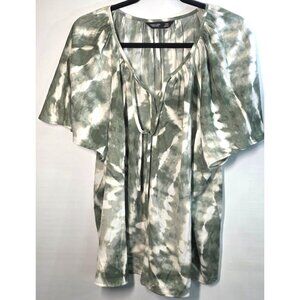 Simply Vera Vera Wang Top Plus Size XXL 2X Tie-Dye Blouse Green White Flowy Boho